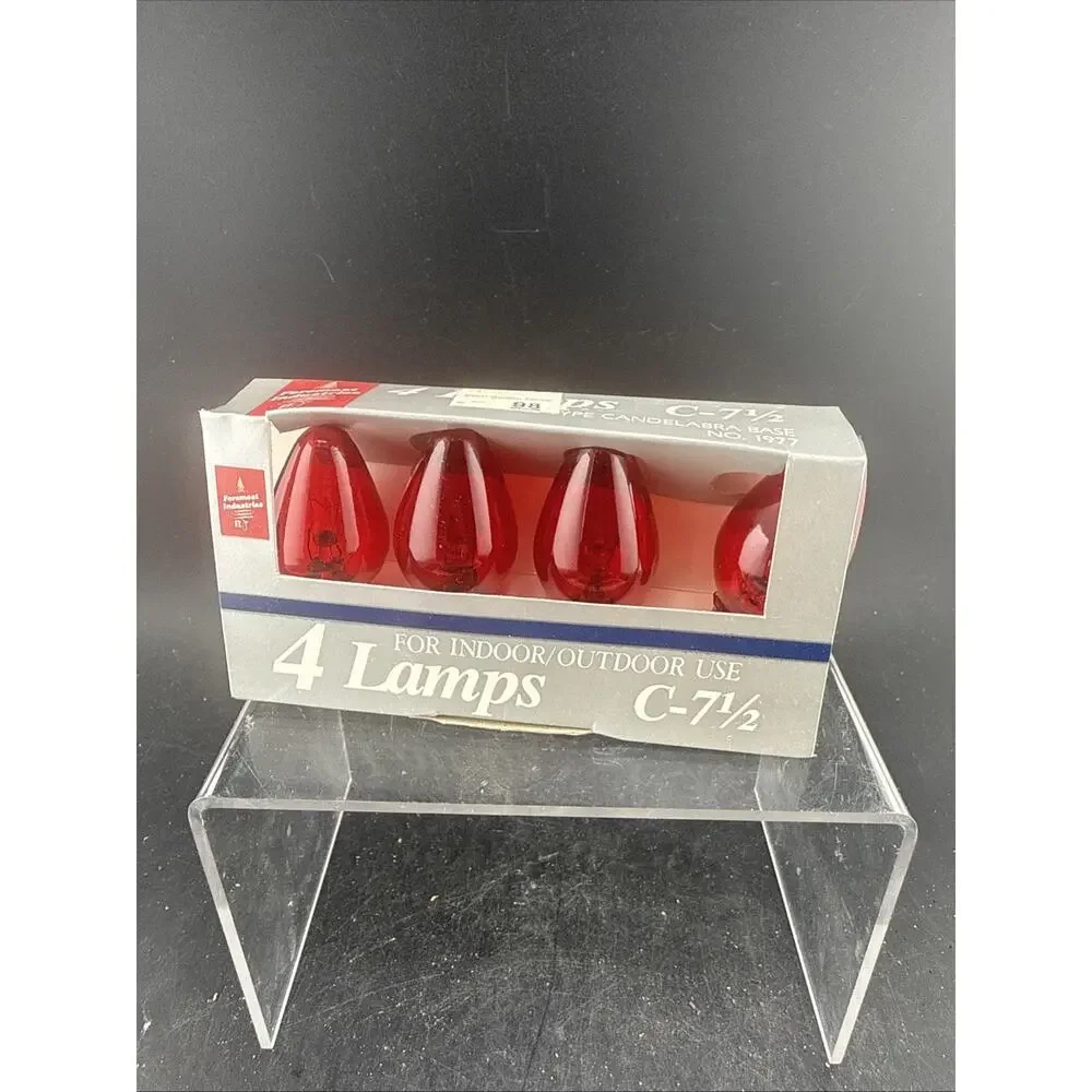 Vintage Foremost C-7 1/2 Red Christmas Light Bulbs Candelabra 4-Pack Lot Of 5